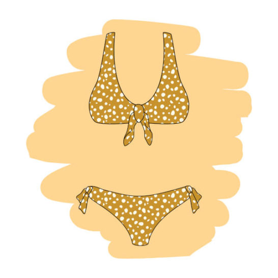 Lycra de baño elástica estampado amarillo mostaza manchas lunares para coser bañadores y bikinis