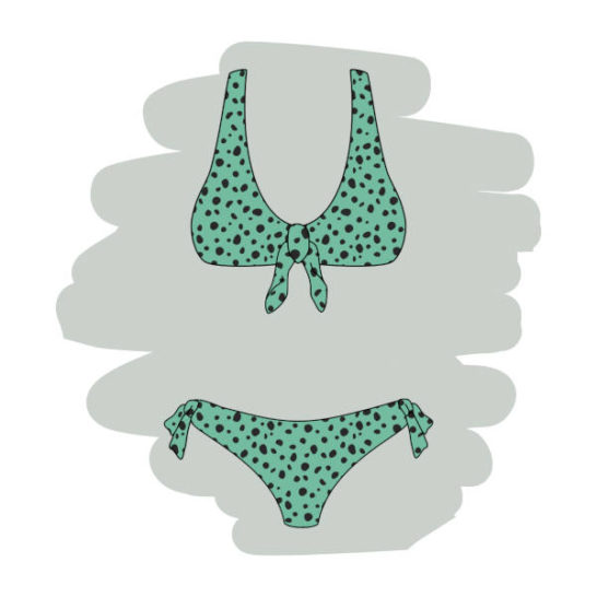 Lycra de baño elástica estampado verde menta manchas animal print para coser bañadores y bikinis